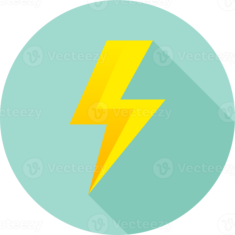 Thunder power icon in flat design style. Lightning signs illustration. png