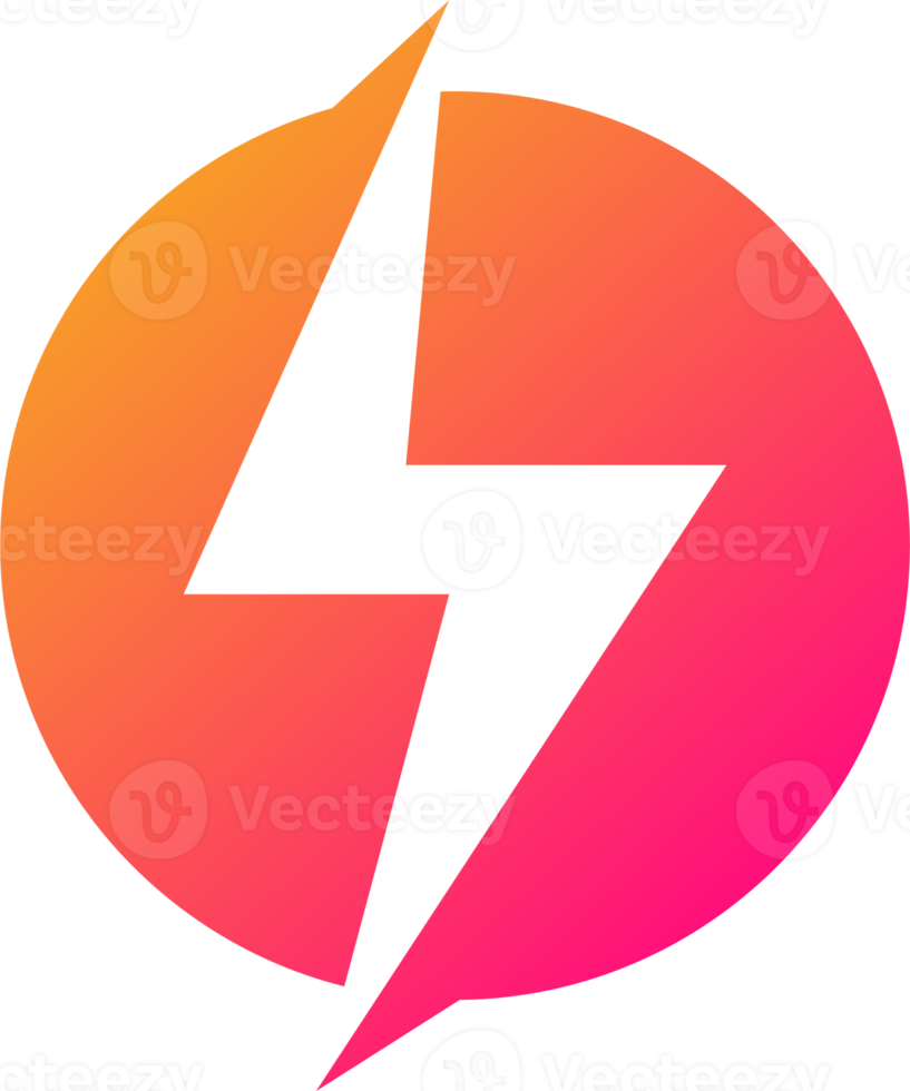 Thunder power icon in gradient colors. Lightning signs illustration. png