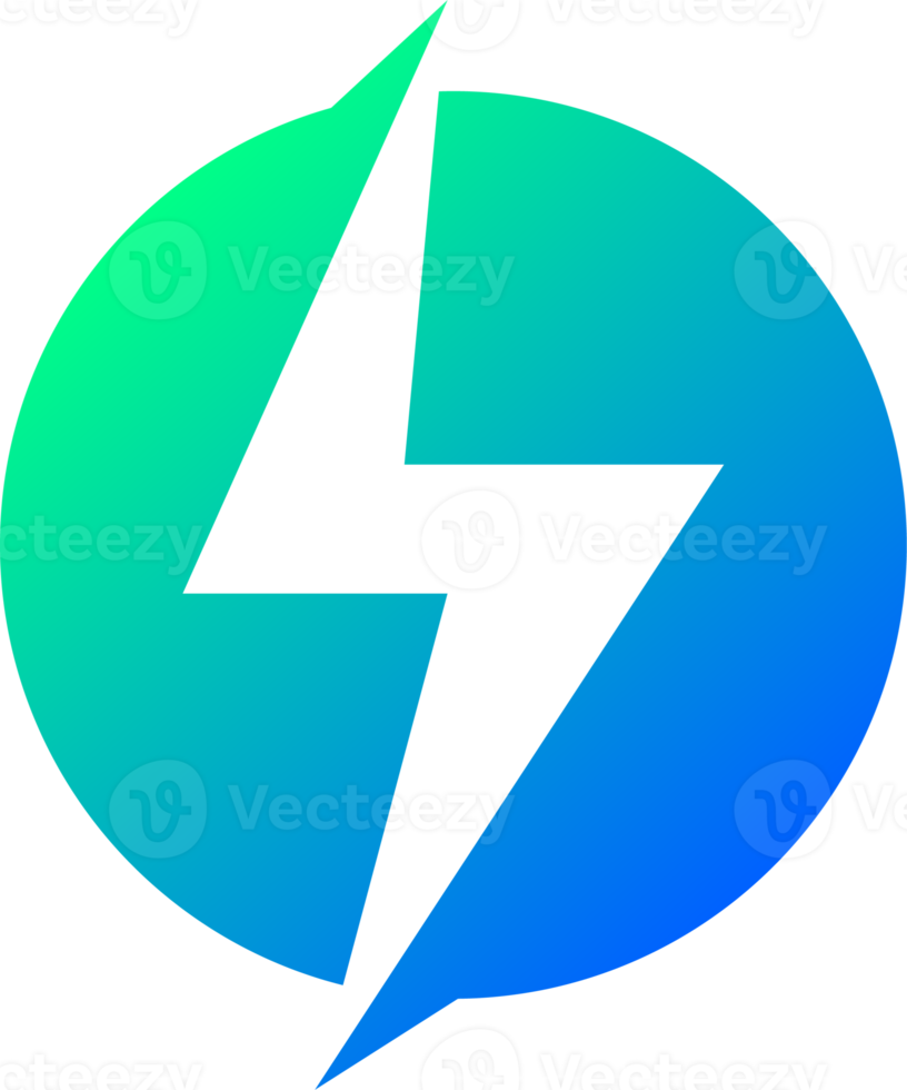 icône de puissance de tonnerre en dégradé de couleurs. illustration de signes de foudre. png