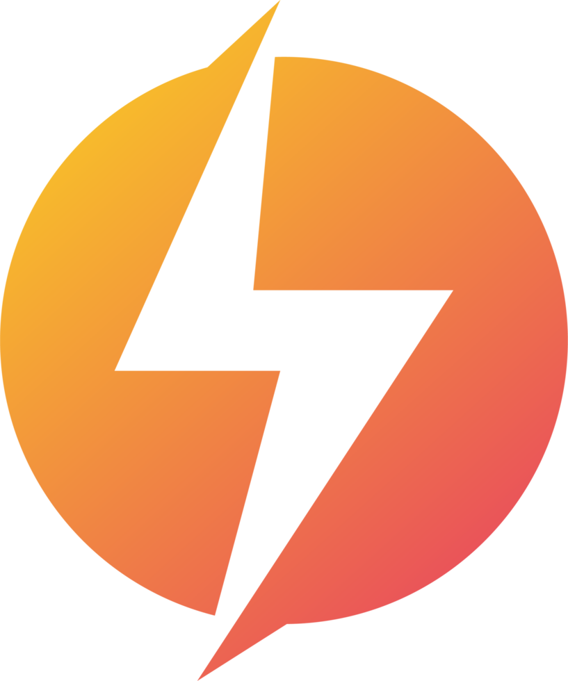 Donner-Power-Symbol in Verlaufsfarben. Abbildung der Blitzzeichen. png