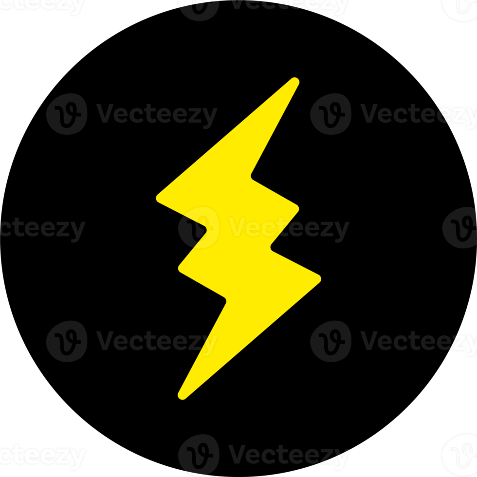 Thunder power icon in flat design style. Lightning signs illustration. png