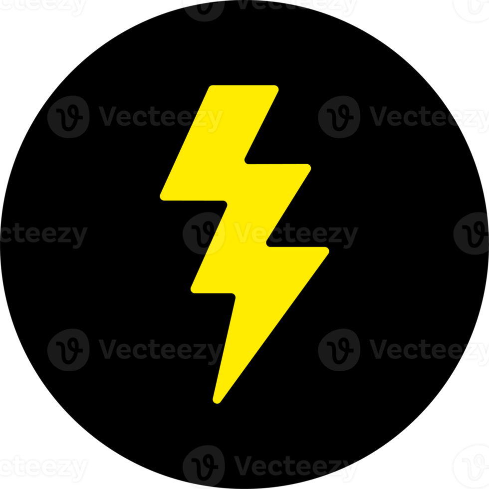 Thunder power icon in flat design style. Lightning signs illustration. png