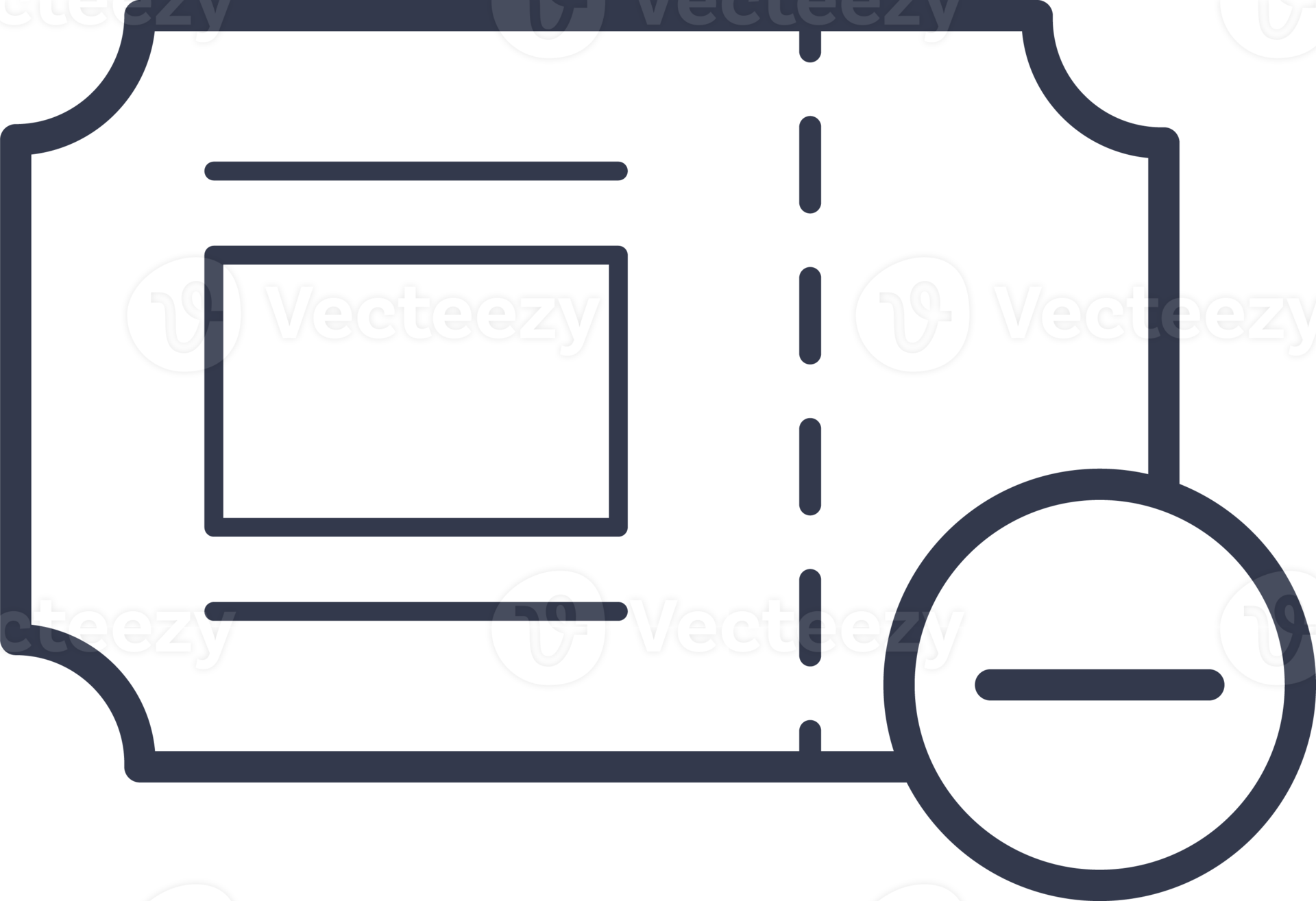 Ticket minus icon in white colors. Voucher signs illustration. 15117355 PNG