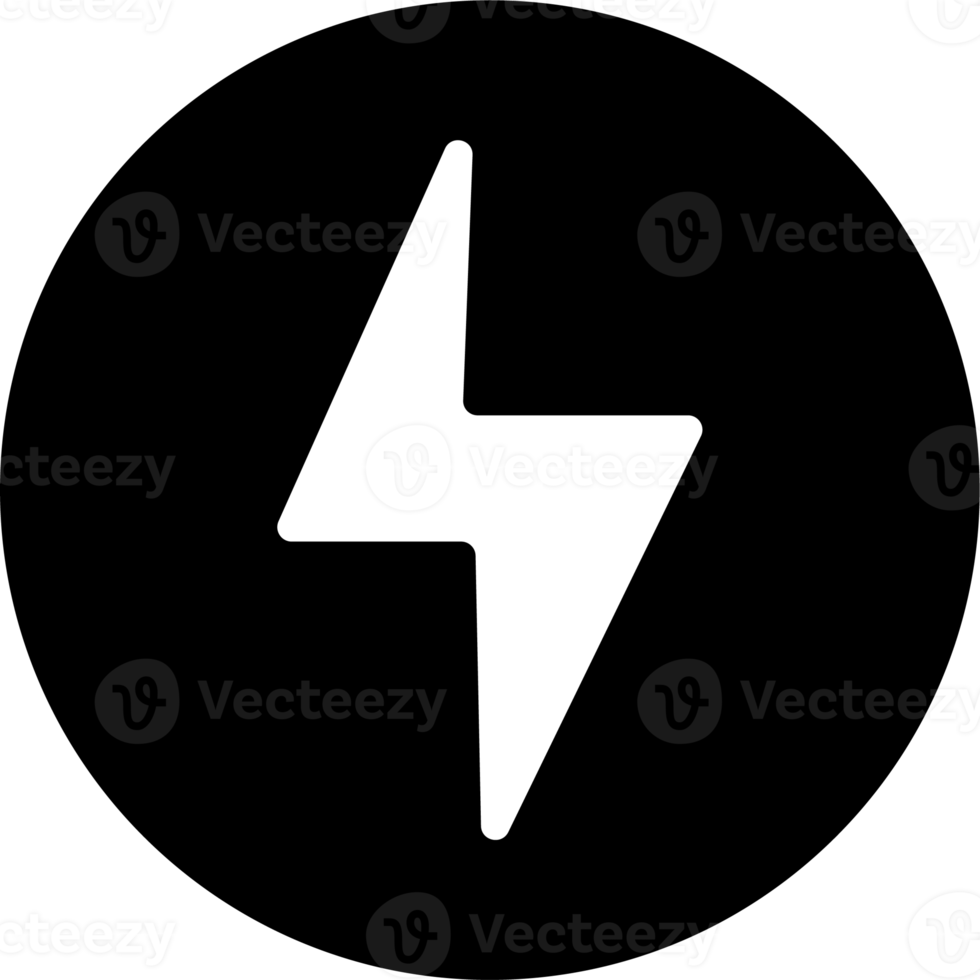 Thunder power icon in black and white. Lightning signs illustration. png