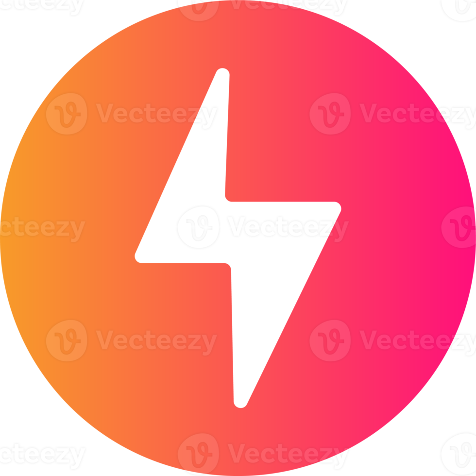 Thunder power icon in flat design style. Lightning signs illustration. png