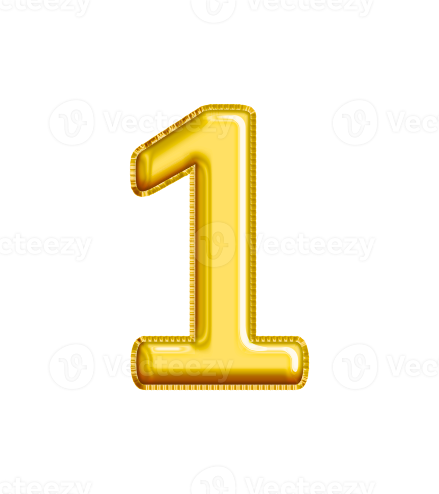número 1 un efecto de texto de globo aislado. puede usar este activo para contenido como cumpleaños, fiesta, aniversario, educación, carnaval, celebración, boda, san valentín, navidad, feliz año nuevo, etc. png