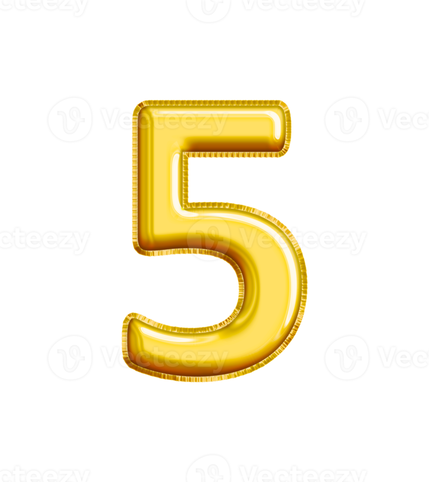 número 5 cinco efecto de texto de globo aislado. puede usar este activo para contenido como cumpleaños, fiesta, aniversario, educación, carnaval, celebración, boda, san valentín, navidad, feliz año nuevo, etc. png