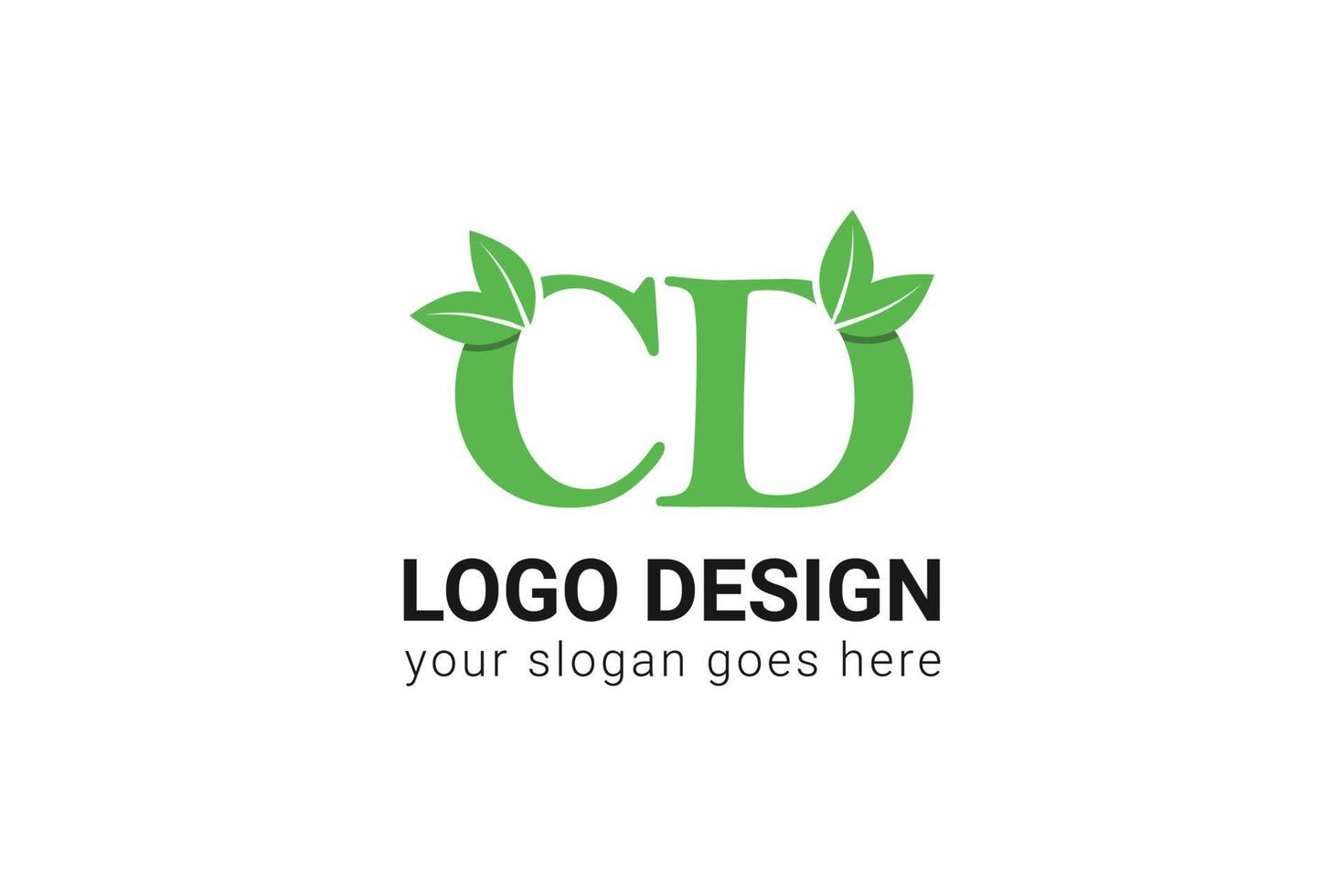 logo de cd letter eco con hoja. tipo de letra vectorial para afiches de la naturaleza, emblema ecológico, identidad vegana, tarjetas de hierbas y botánicas, etc. logotipo de letra m de ecología con hoja verde. vector