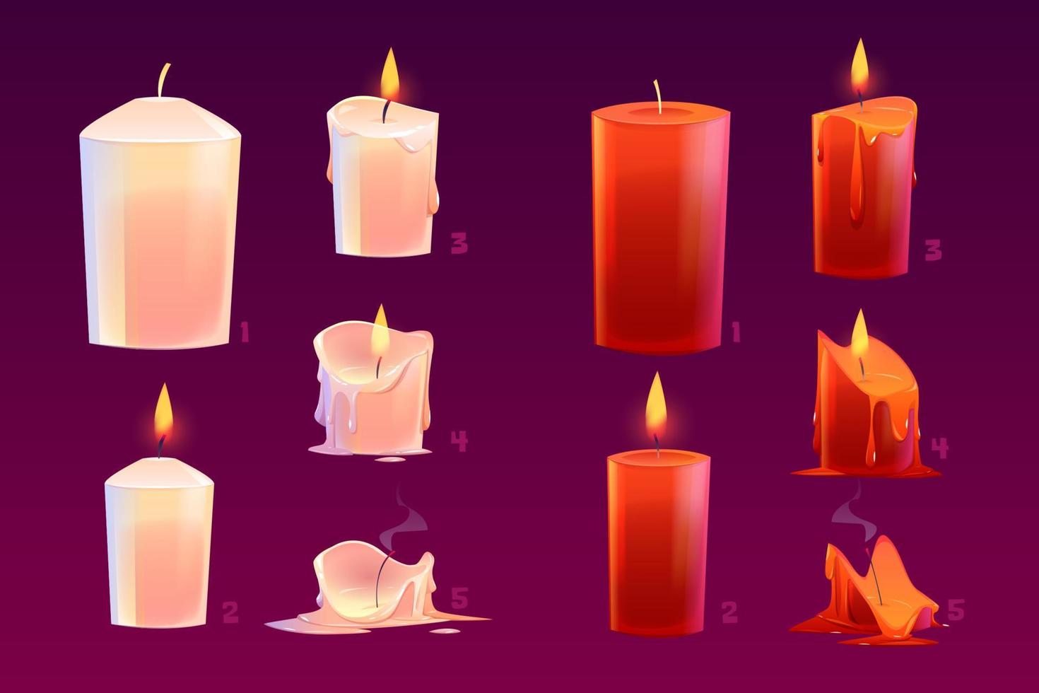 animación de secuencia de movimiento de velas de dibujos animados vector