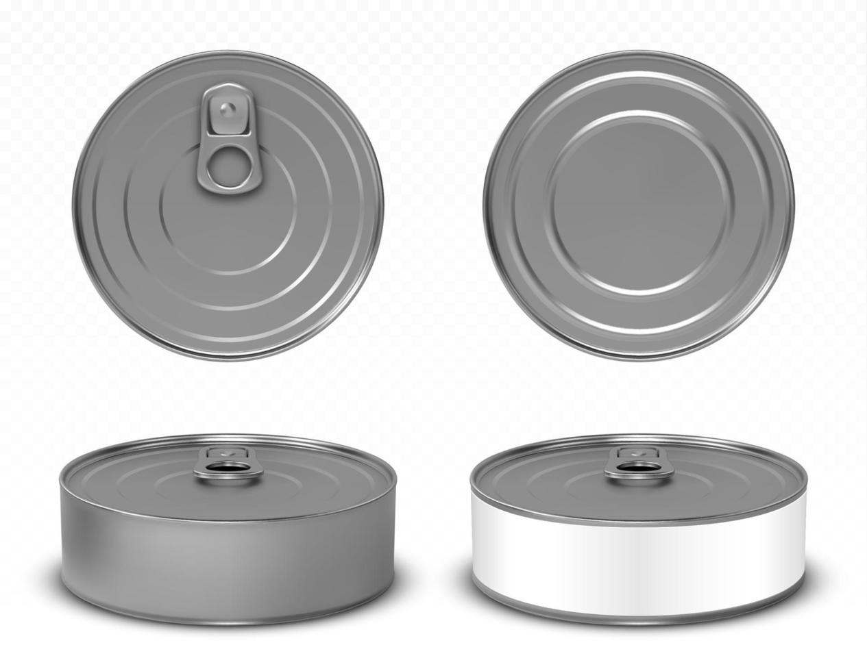 lata de metal redonda para maqueta de comida para mascotas vector