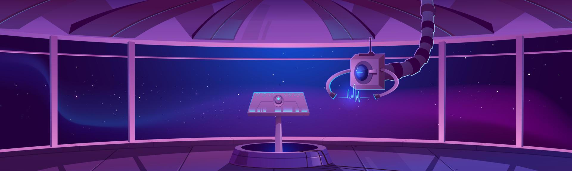 Spaceship control center, captain cabin interior vector