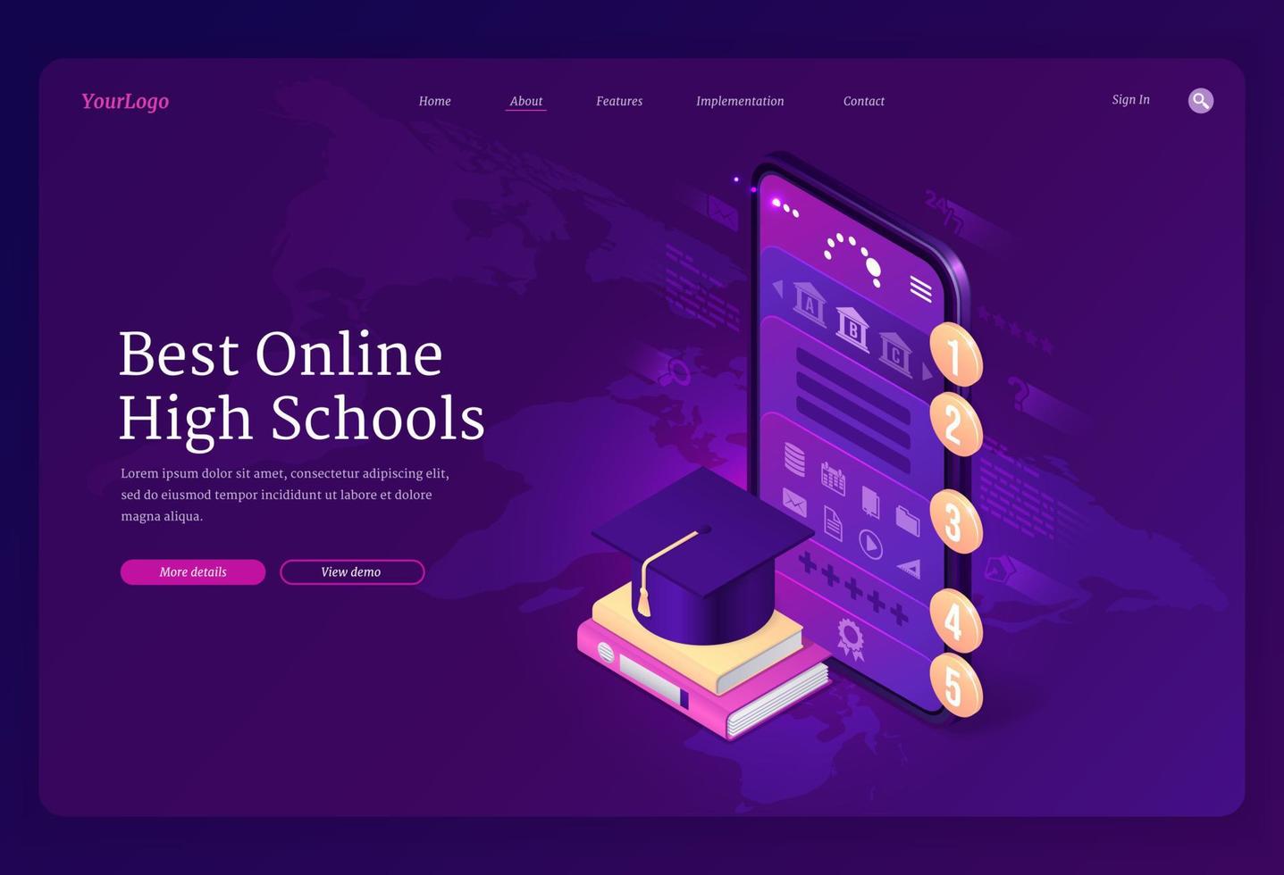 mejor banner de vector de escuelas secundarias en línea
