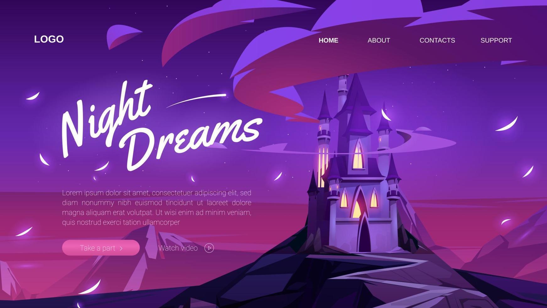 Vector banner of fantasy party, night dreams