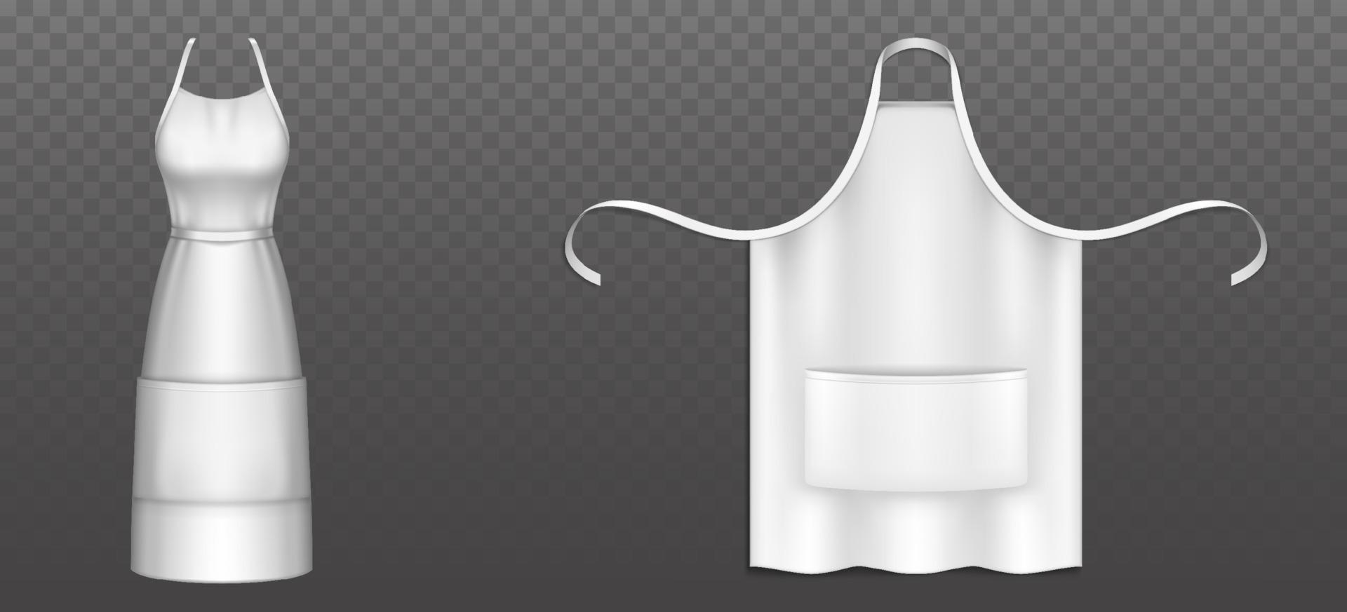 White chef apron, female pinafore for cooking food vector