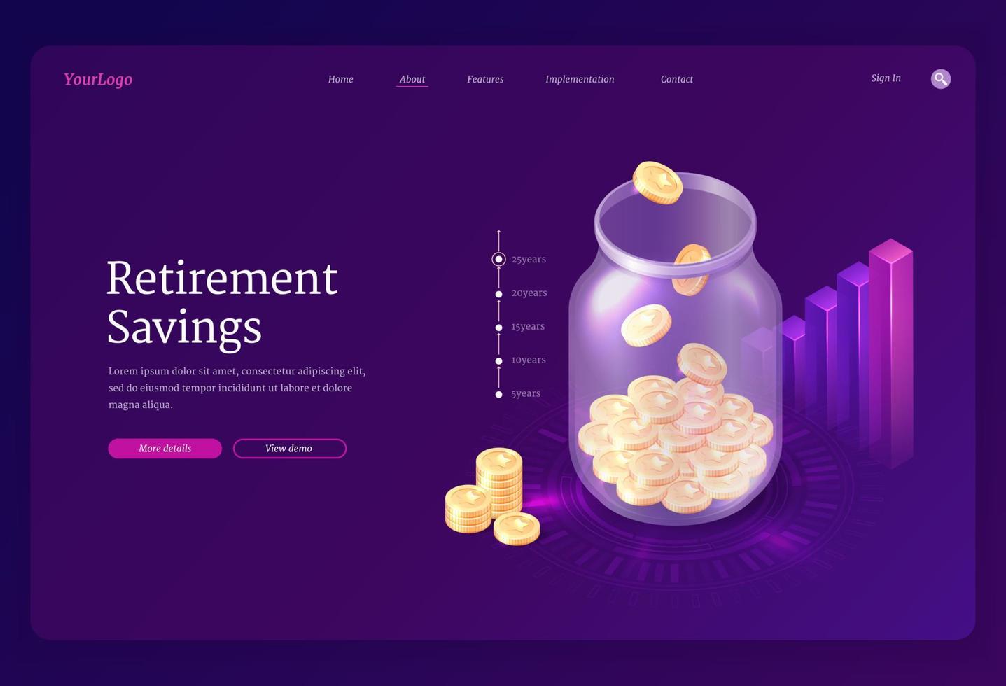 Vector banner of retirement savings