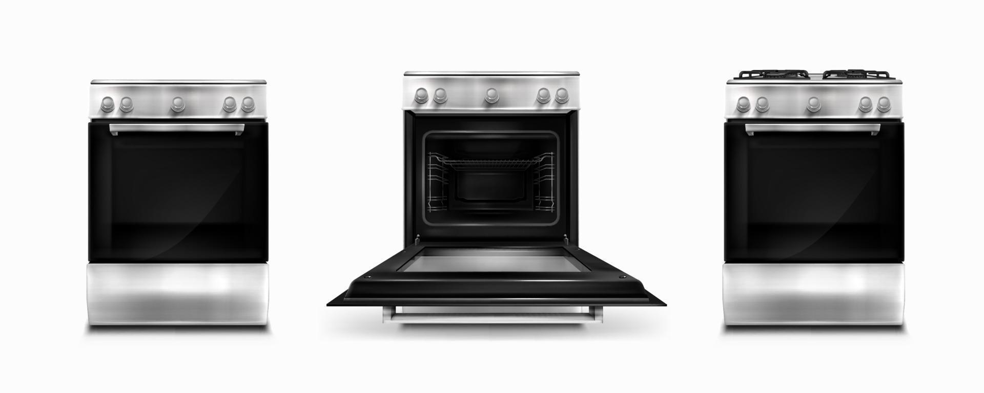 Gas stove and cooking panel with electric oven vector