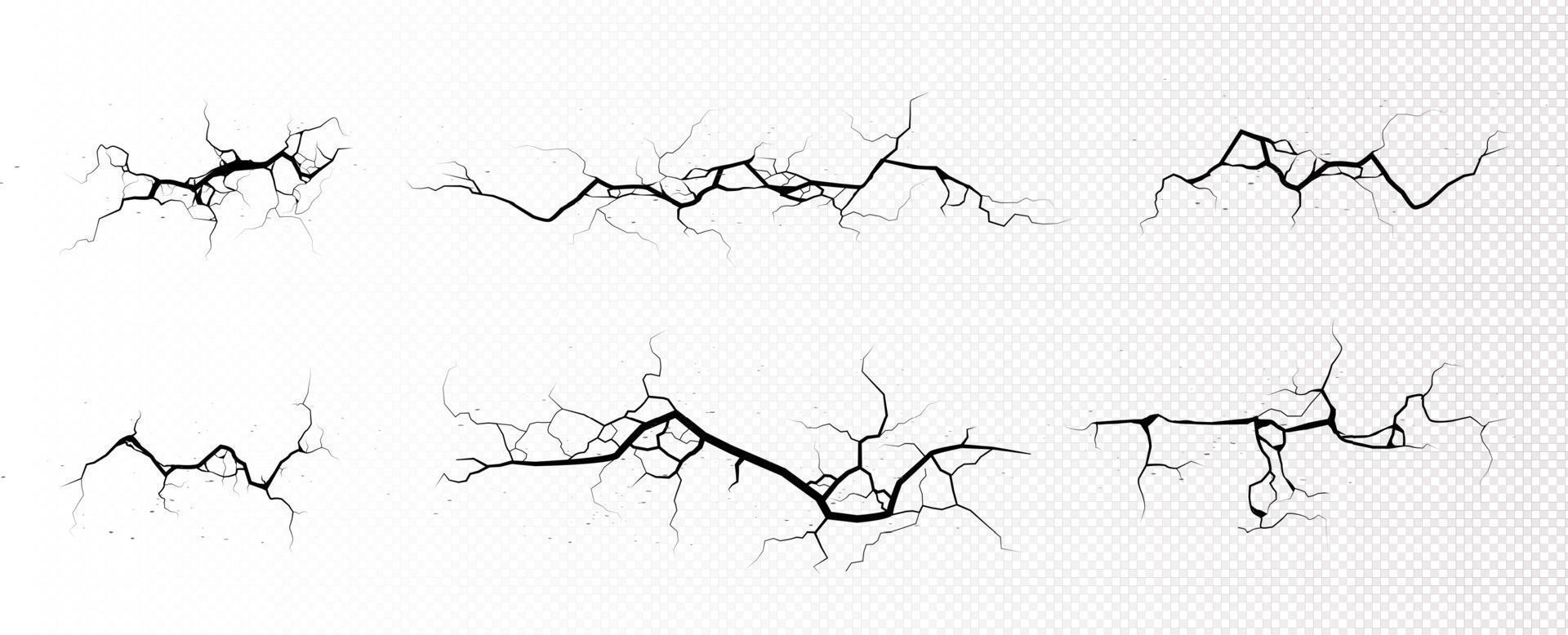 Ground cracks, horizontal breaks top view vector