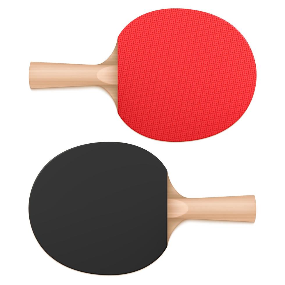 Ping pong paddles, table tennis rackets top view vector