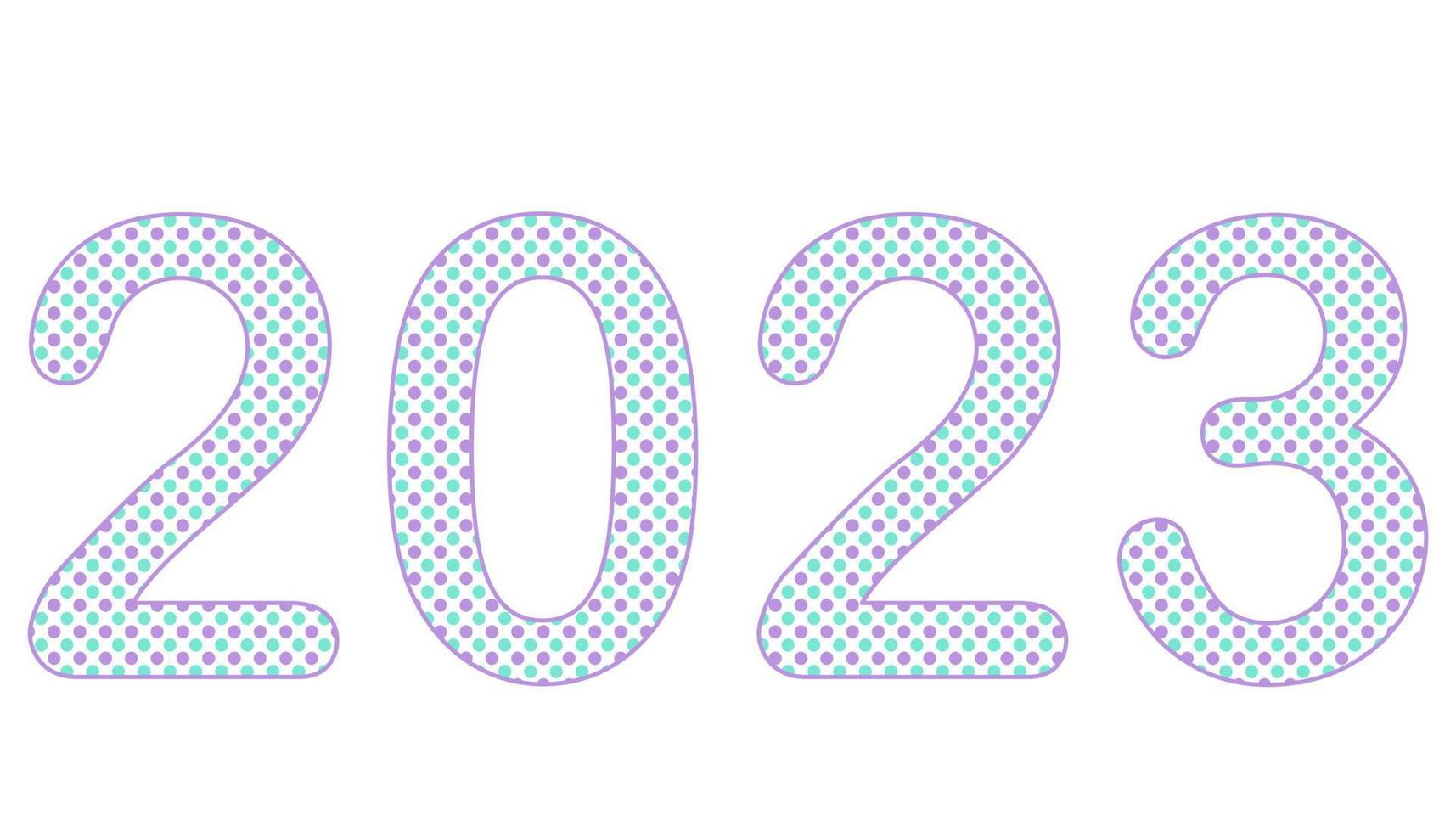 A set of number 2023, the year of the lords with polka dots pattern inside the number. Concept about anniversaries, yearly, celebrating and etc. vector