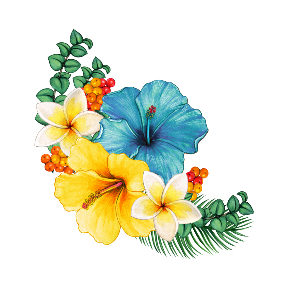 Free Watercolor Tropical Flowers 15117939 PNG with Transparent Background