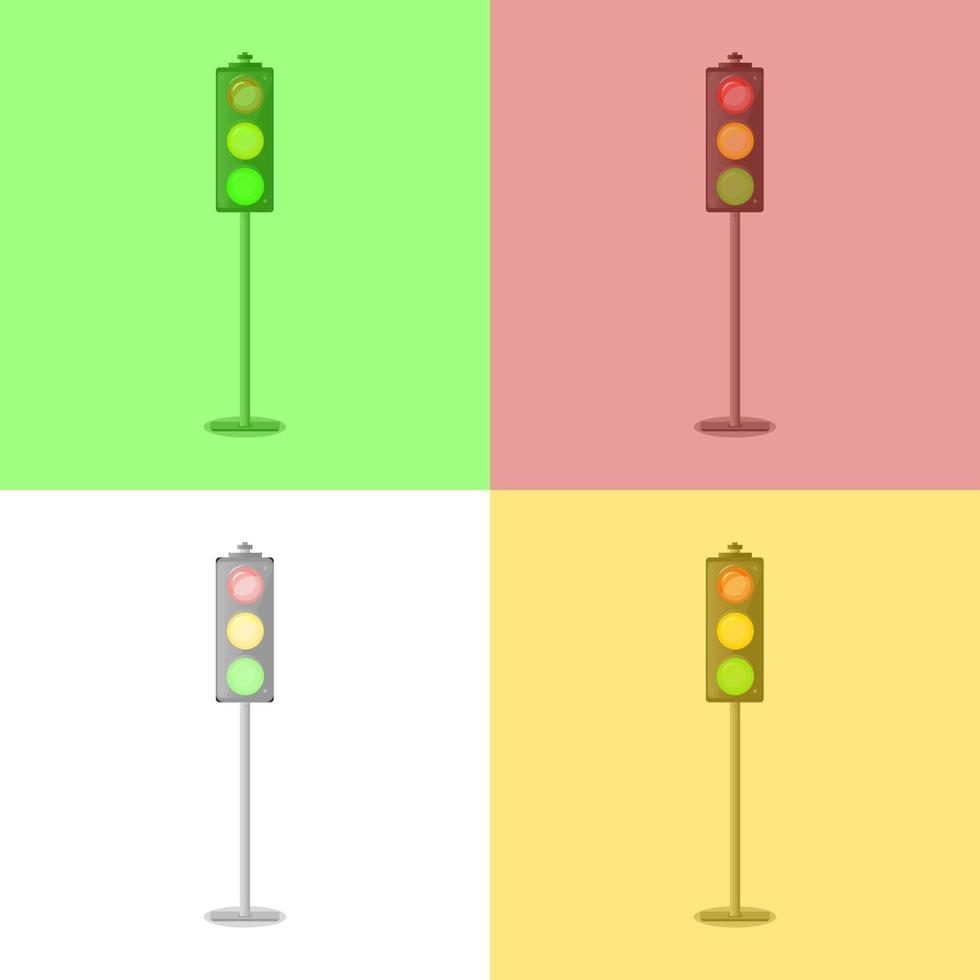 Seamless pattern of Traffic Lights on colorful squares. Colorful vector illustration.