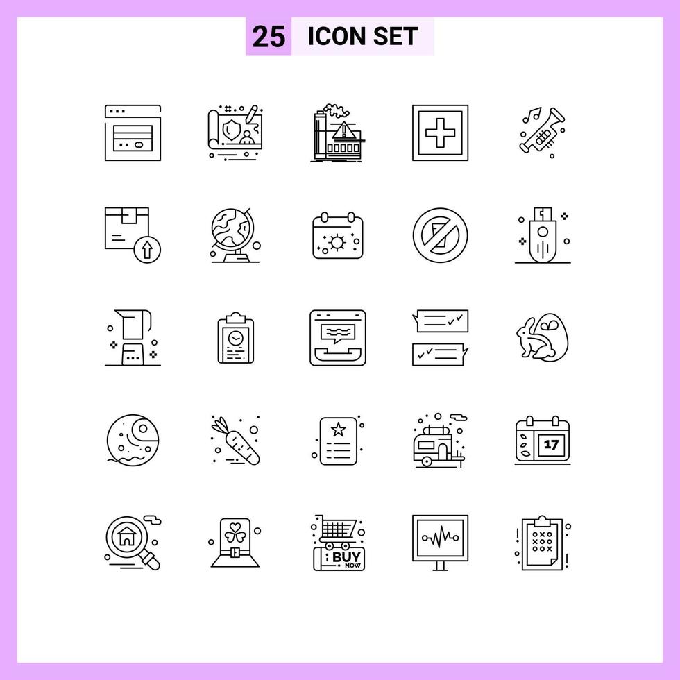 25 Universal Lines Set for Web and Mobile Applications accessories question factory information help Editable Vector Design Elements