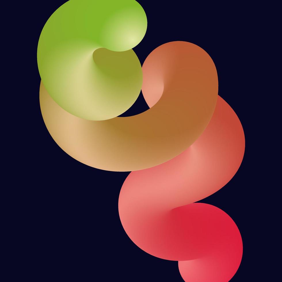 3d abstract colorful twisted liquid shapes. Creative design elements vector