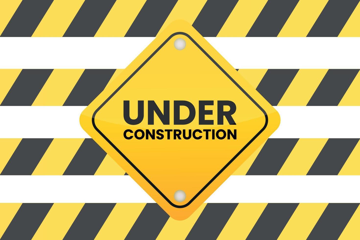 Yellow under construction realistic sign vector