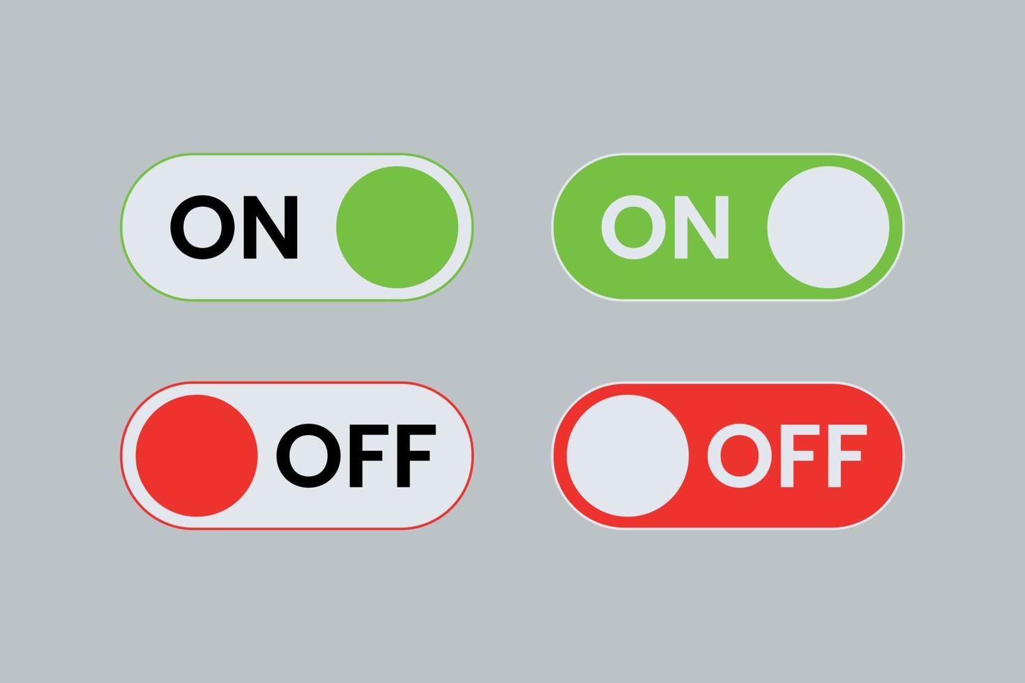 On and Off toggle switch buttons vector