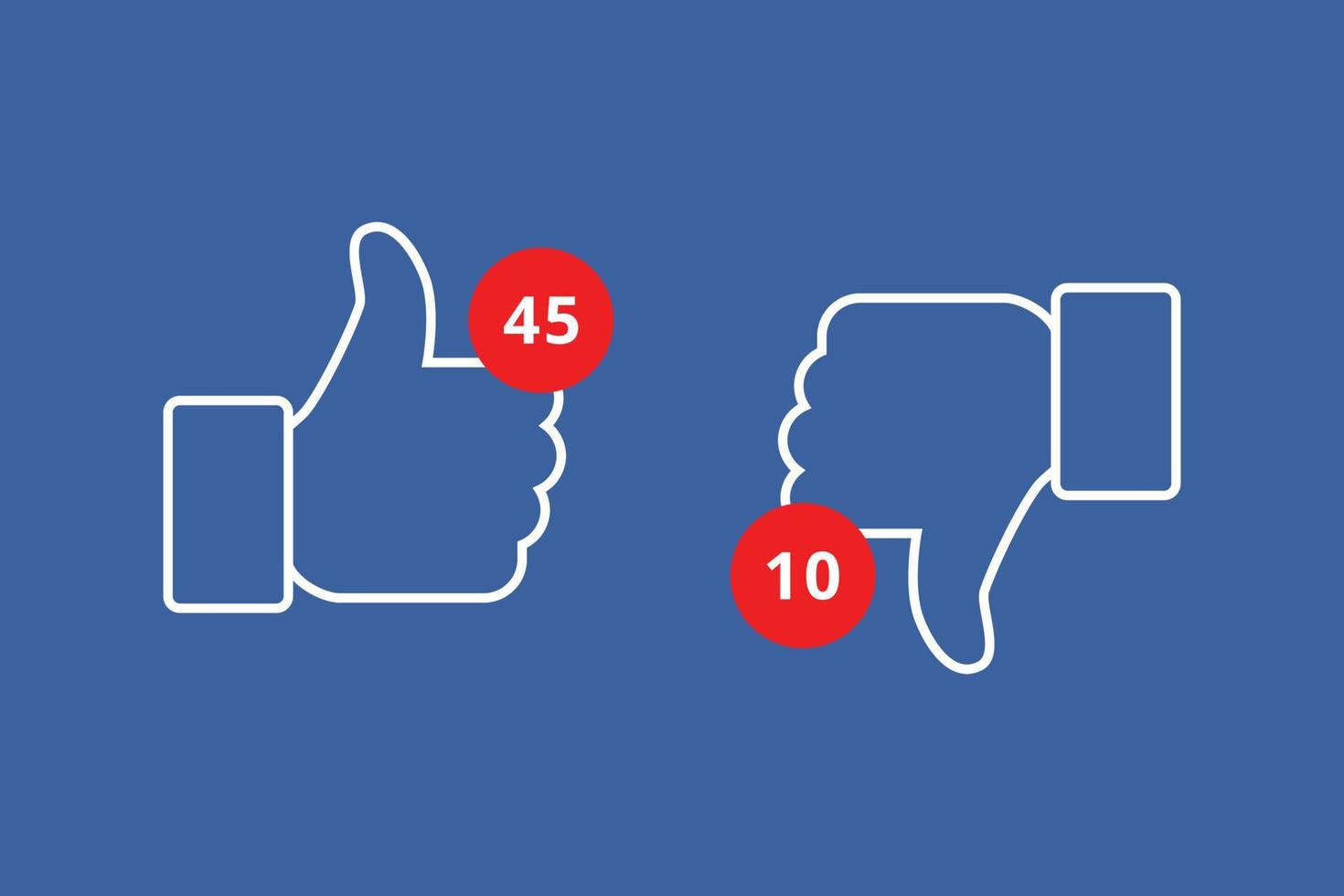 Facebook thumb up and thumb down background with notification vector