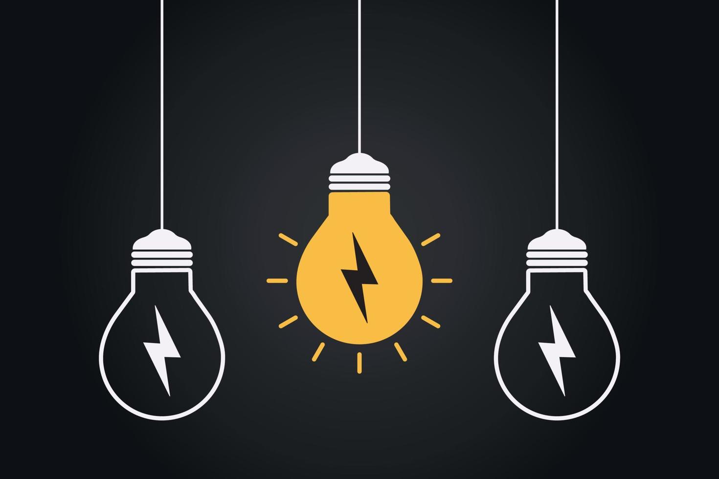 Different creative light bulb over gray background vector