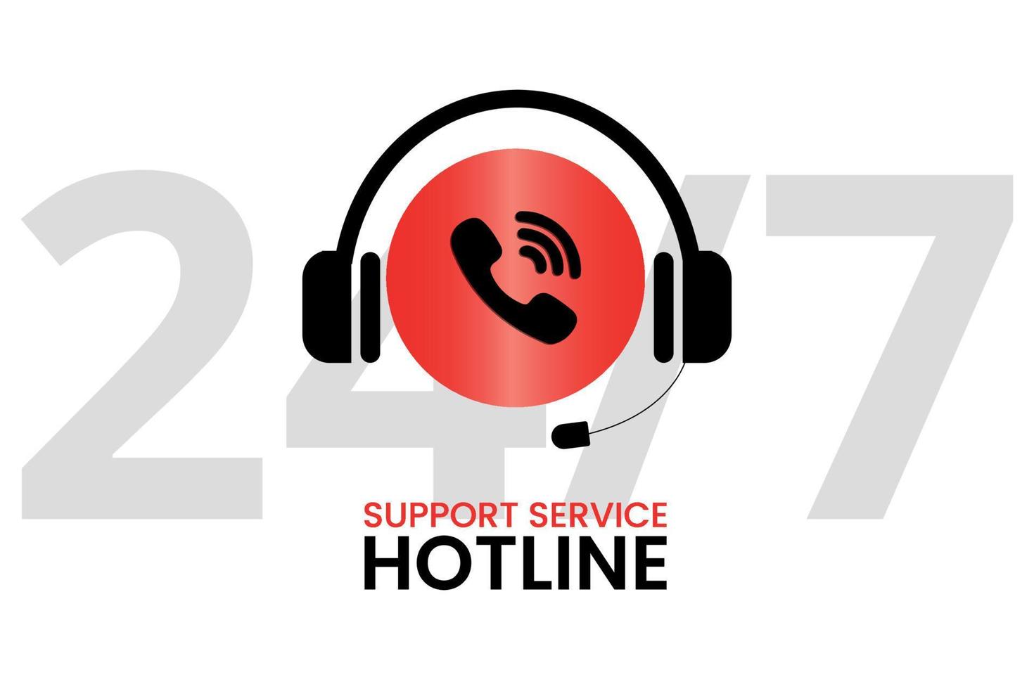 Support service hotline headphones with microphone and call icon. vector