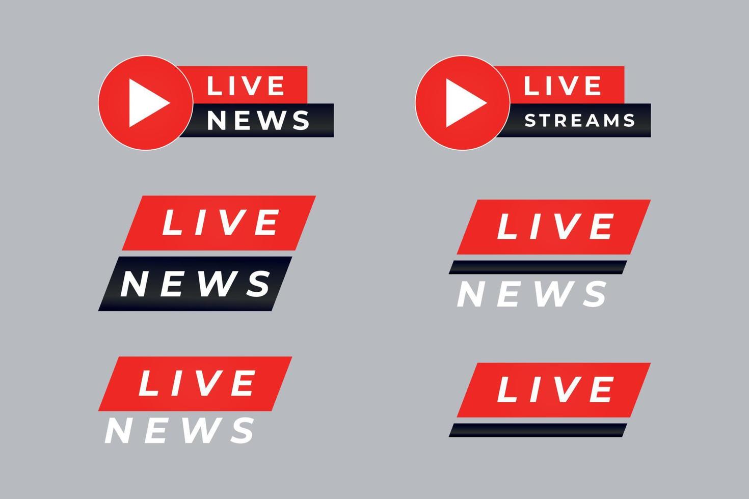 Set of Live stream news banners vector