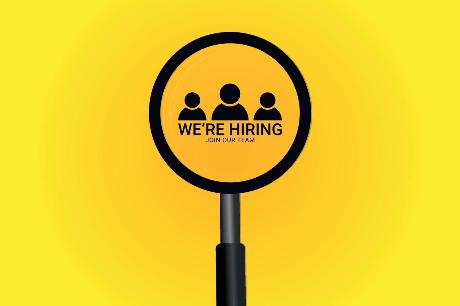 We are hring poster with magnifying glass open job vacancy background for social media post vector