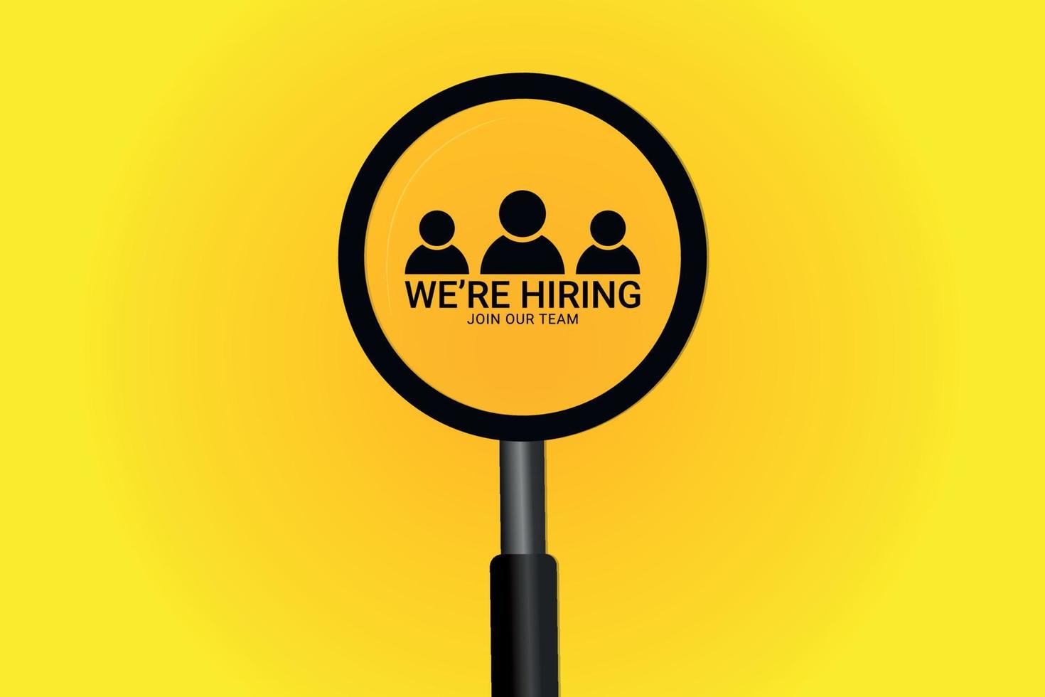 We are hring poster with magnifying glass open job vacancy background for social media post vector