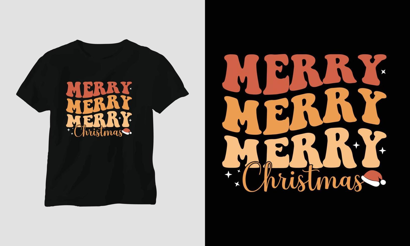 merry merry merry Christmas - Groovy Christmas SVG T-shirt and apparel design vector