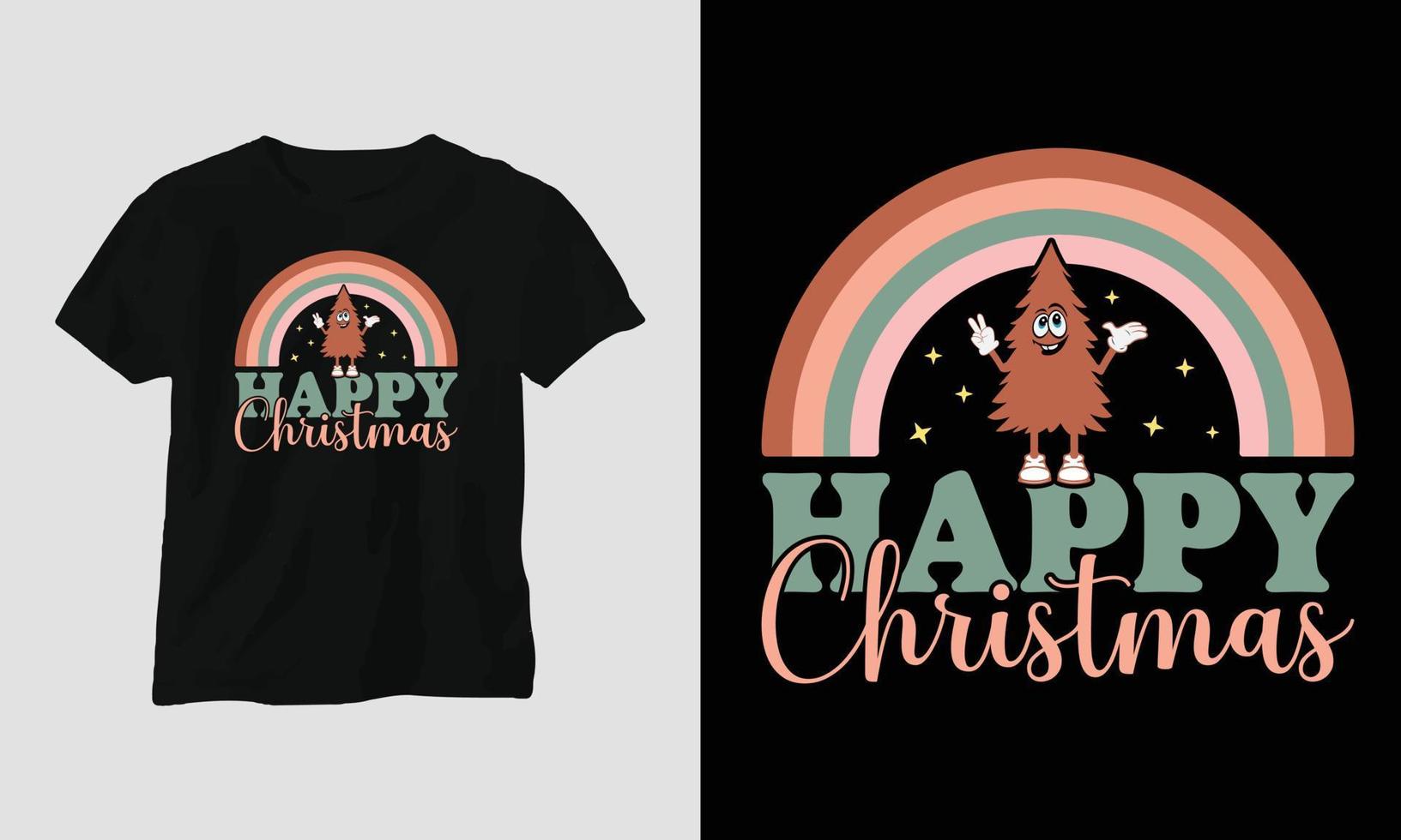 feliz navidad - groovy christmas svg camiseta y diseño de prendas de vestir vector