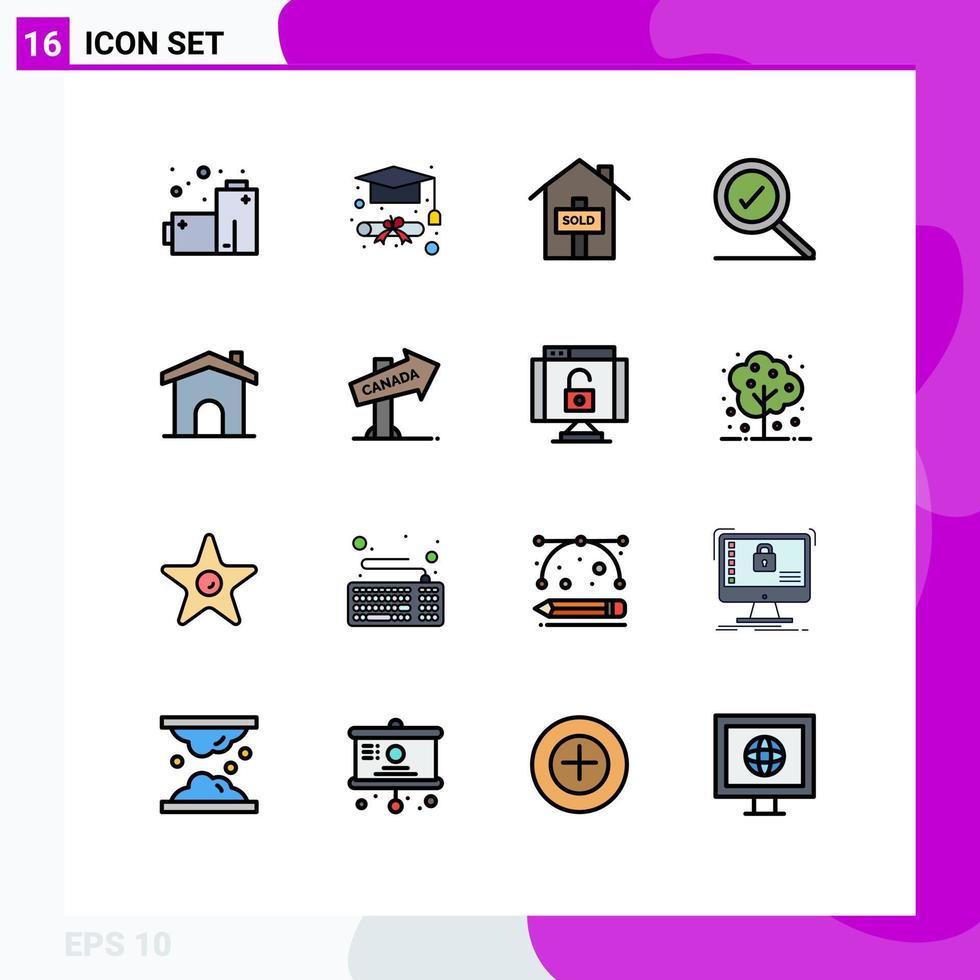 Stock Vector Icon Pack of 16 Line Signs and Symbols for direction house sold home building Editable Creative Vector Design Elements