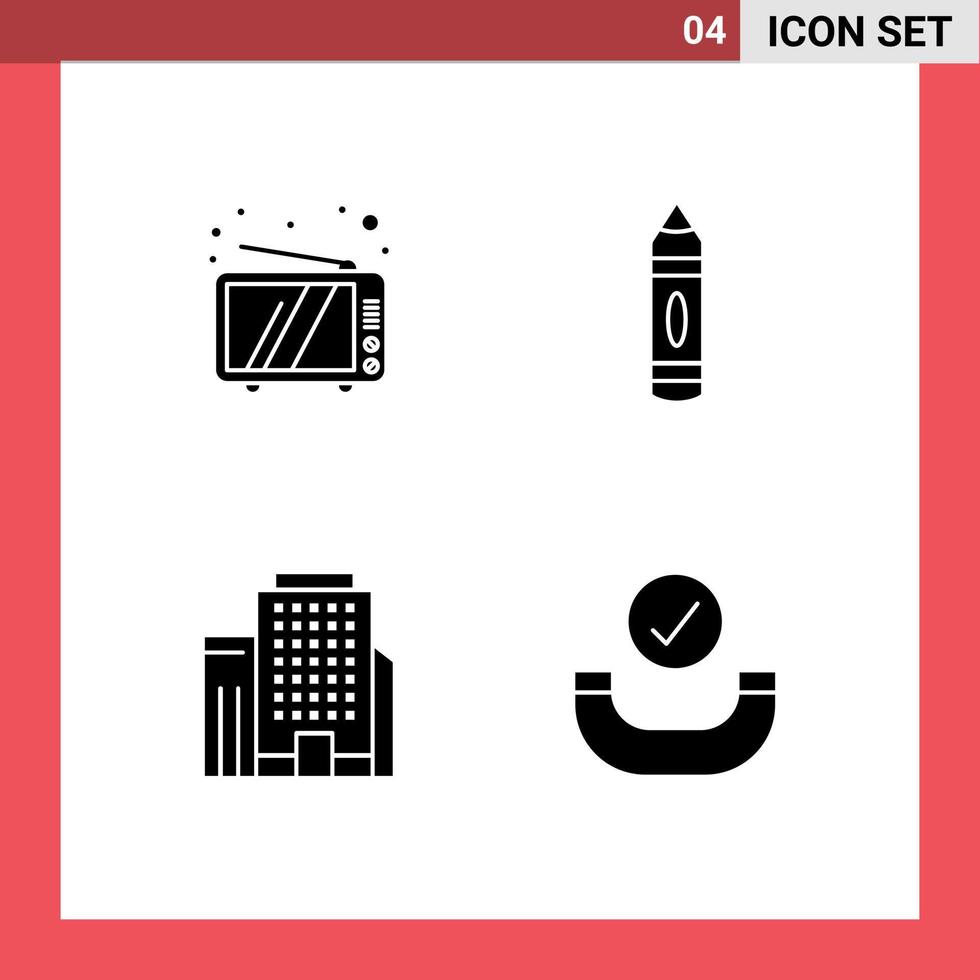 Group of Modern Solid Glyphs Set for retro building device pencil call Editable Vector Design Elements