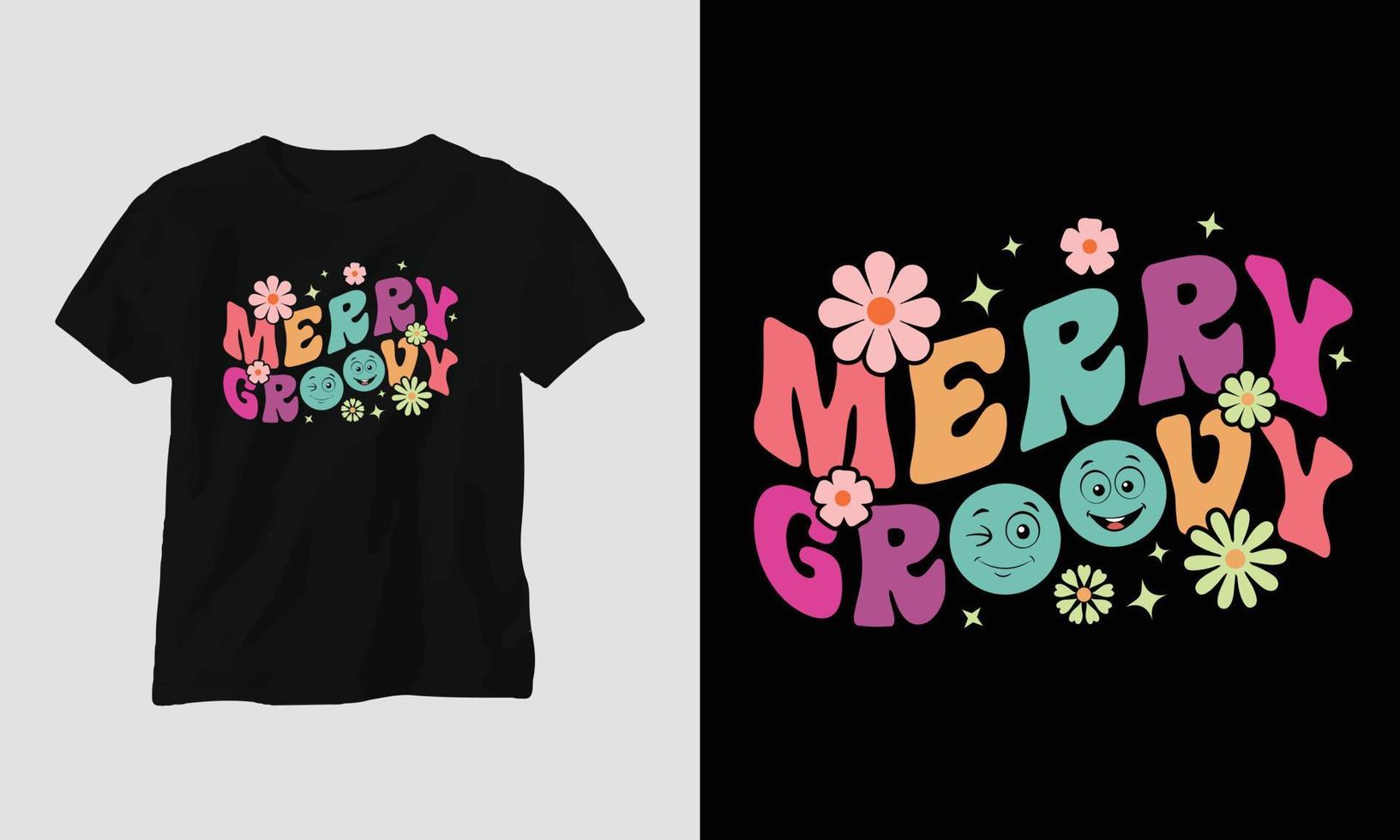 merry groovy - groovy christmas svg diseño de camisetas y prendas de vestir vector