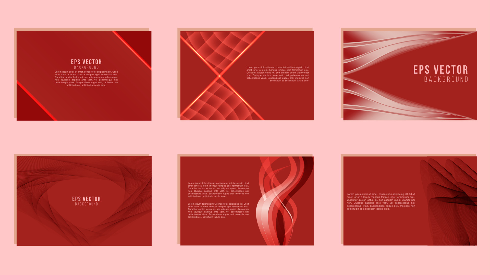 Red Design Presentation Template Set Abstract Background for Powerpoint