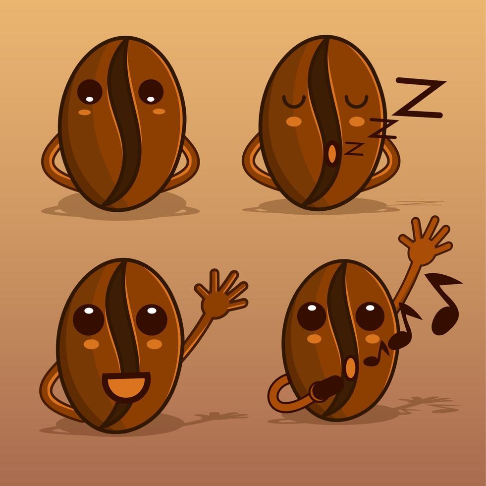 Brown Coffee Character Isolated Design EPS Vector Cartoon Style