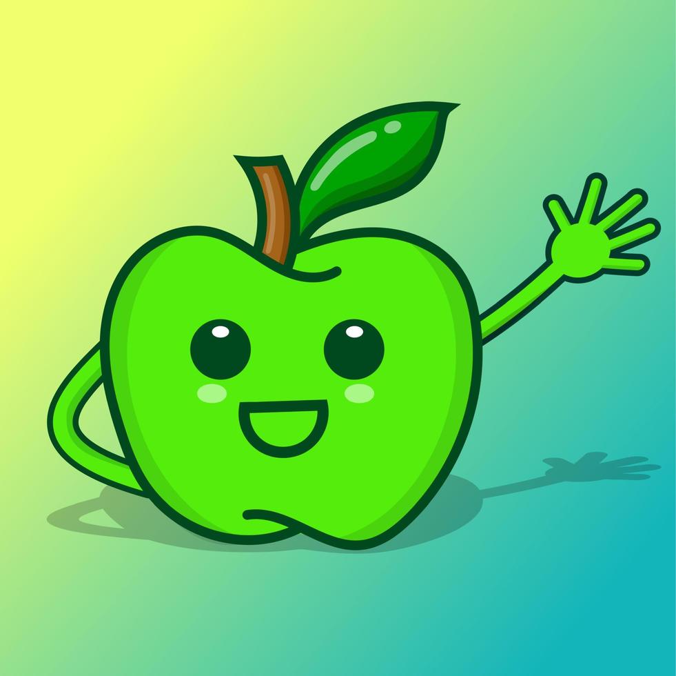manzana verde carácter aislado diseño eps vector estilo de dibujos animados