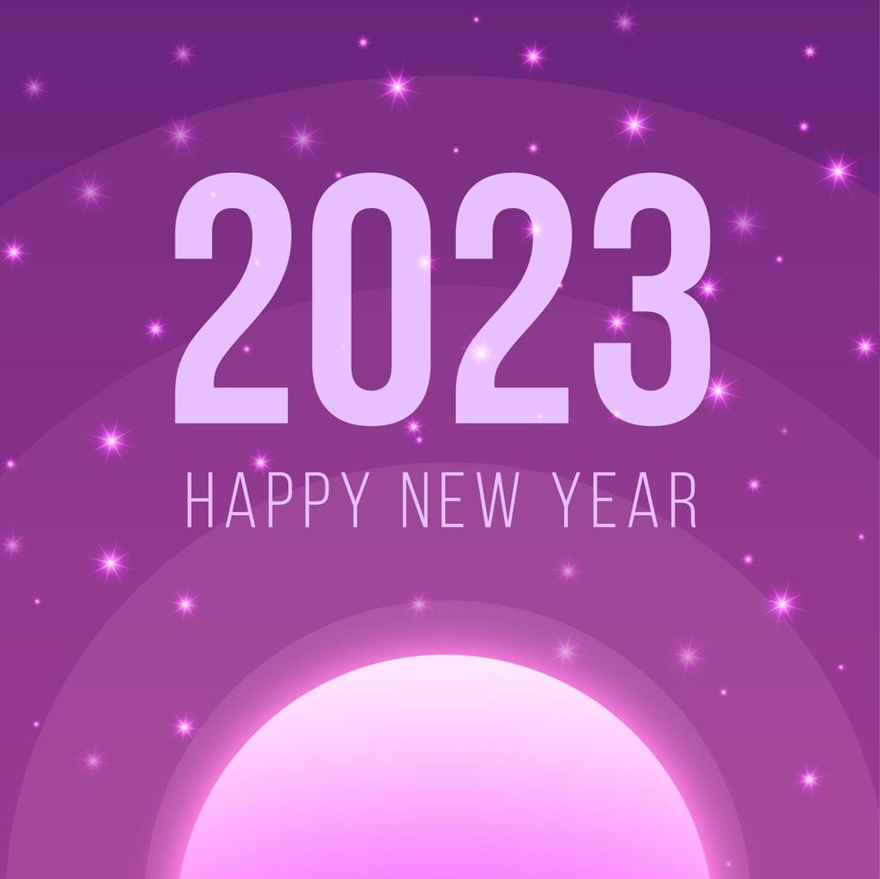 diseño de plantilla púrpura de año nuevo 2023 para redes sociales, pancarta, afiche vector