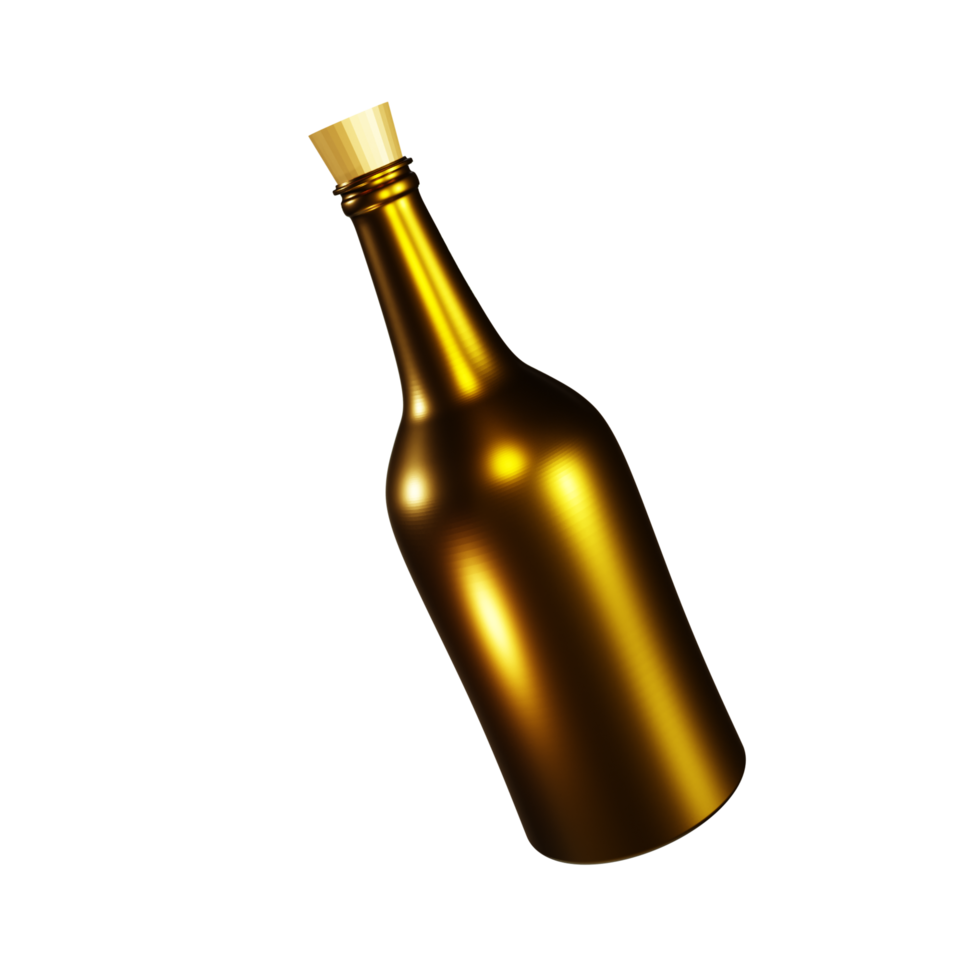 Render 3D de botella de champán aislado png