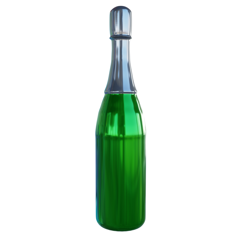 Render 3D de botella de champán aislado png