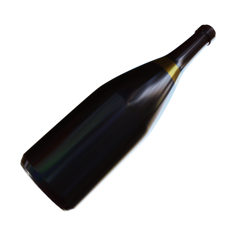 3d render of champagne bottle isolated png