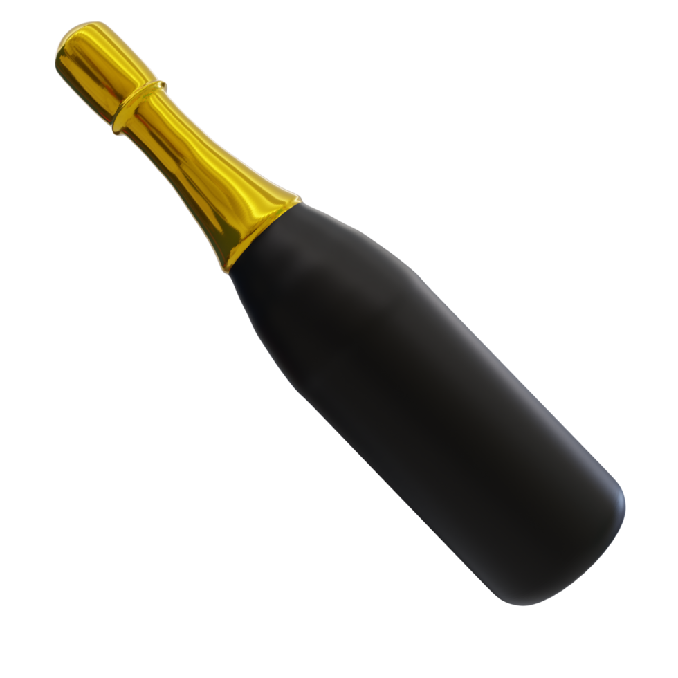 3d render of champagne bottle isolated png