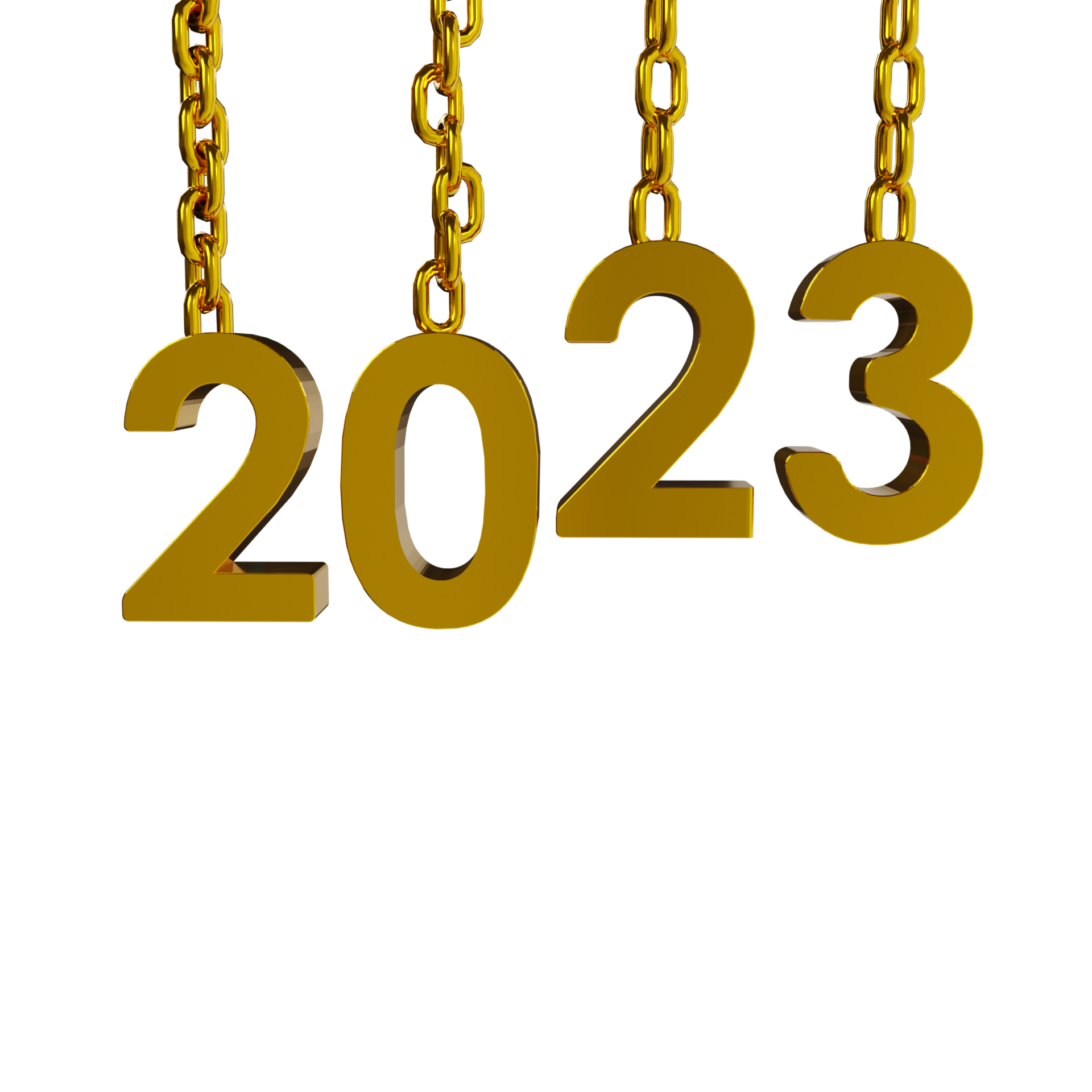 Gold 2023 New Year 3d Rendering Isolated On Transparent Background Gold 2023 New Year 3d Rendering Isolated On Transparent Background