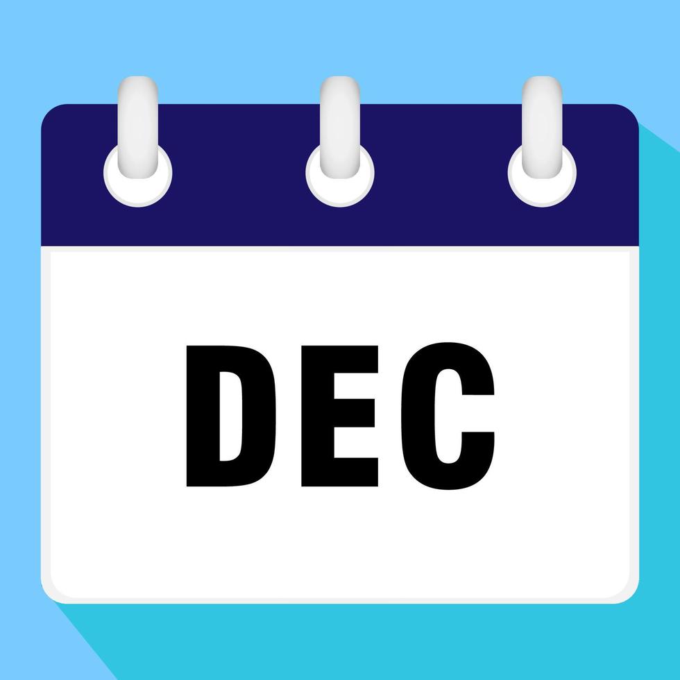 Calendar icon for December. Vector illustration.